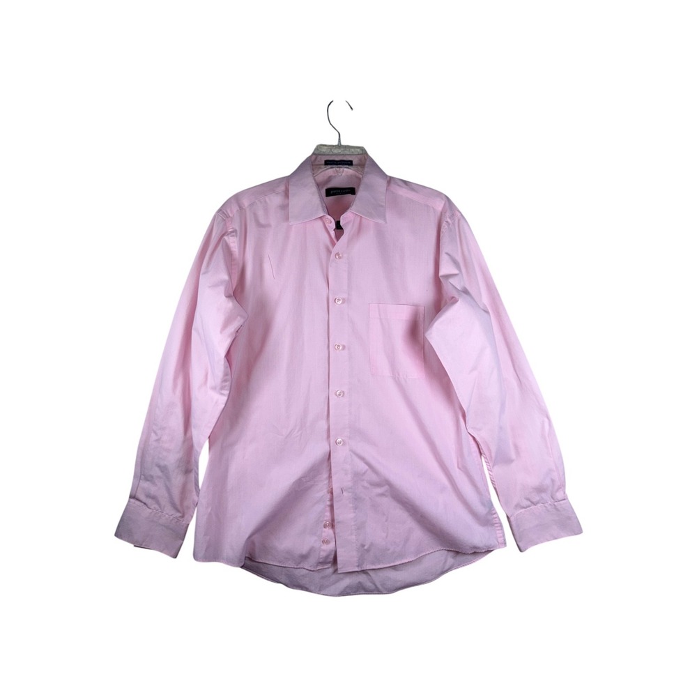 Pierre Cardin Mens Slim Fit Pink Button Down Dress Shirt Size M 15-15.5 32/33